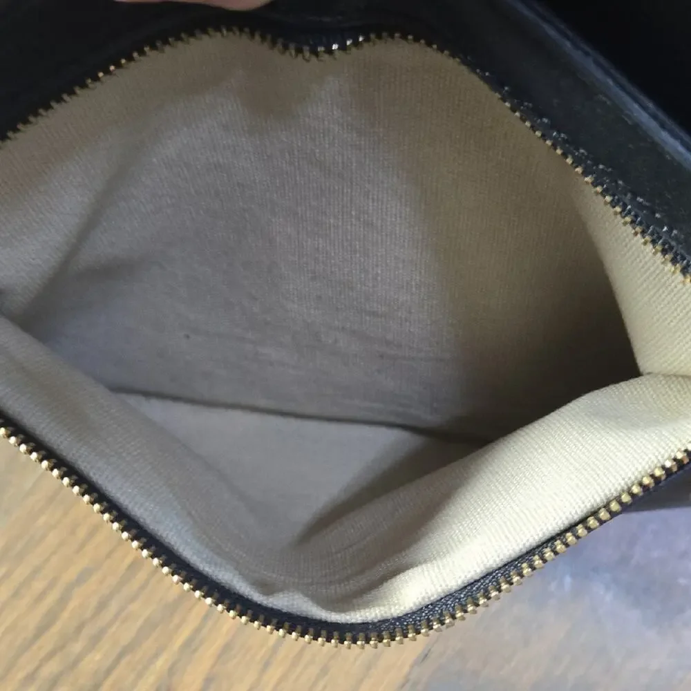 Tory Burch Black Leather Clutch with Gold Crossbody Chain - Picture 8 of 13